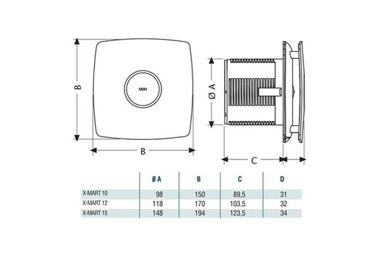 Вентилятор накладной Cata X-Mart 10 inox Timer (таймер)