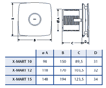 Вентилятор накладной Cata X-Mart 10 Matic inox Timer (таймер)
