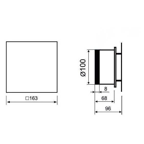Вентилятор накладной энергосберегающий бесшумный MMotors JSC MMP-06 100 UE 5.5Вт ТН (Таймер, датчик влажности) Стекло/Квадрат Черный Матовый