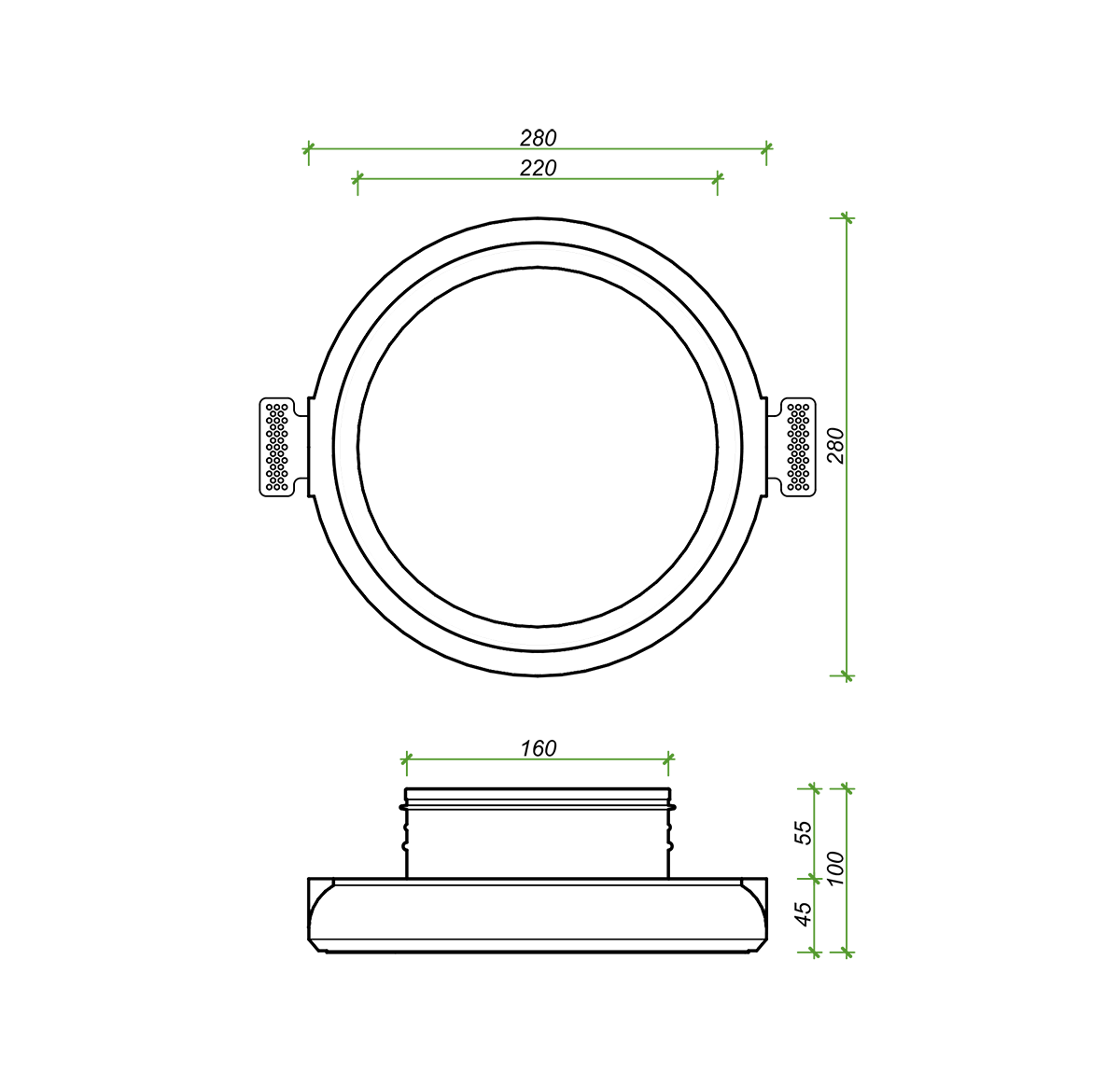 Диффузор под покраску скрытого монтажа SECRET RING D160мм