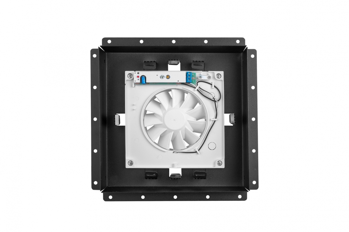 Теневой диффузор под плитку FoZa 237х237 с вентилятором на шарикоподшипнике 125СНК, обратный клапан, таймер+датчик влажности, черная, d125мм