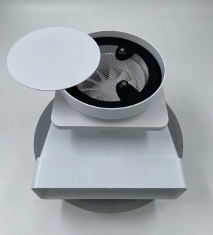 Теневой диффузор для натяжного потолка FoZa FoZa d150мм с вентилятором на шарикоподшипнике d100мм с выходом на трубу 60х204мм